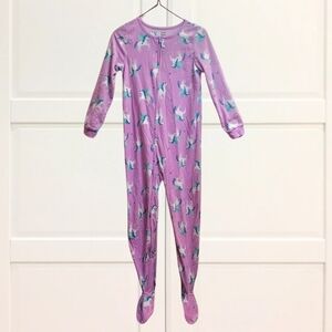 Carter's Pink Lavender Footed One Piece with Unicorns Warm Cozy Pajama Nightwear